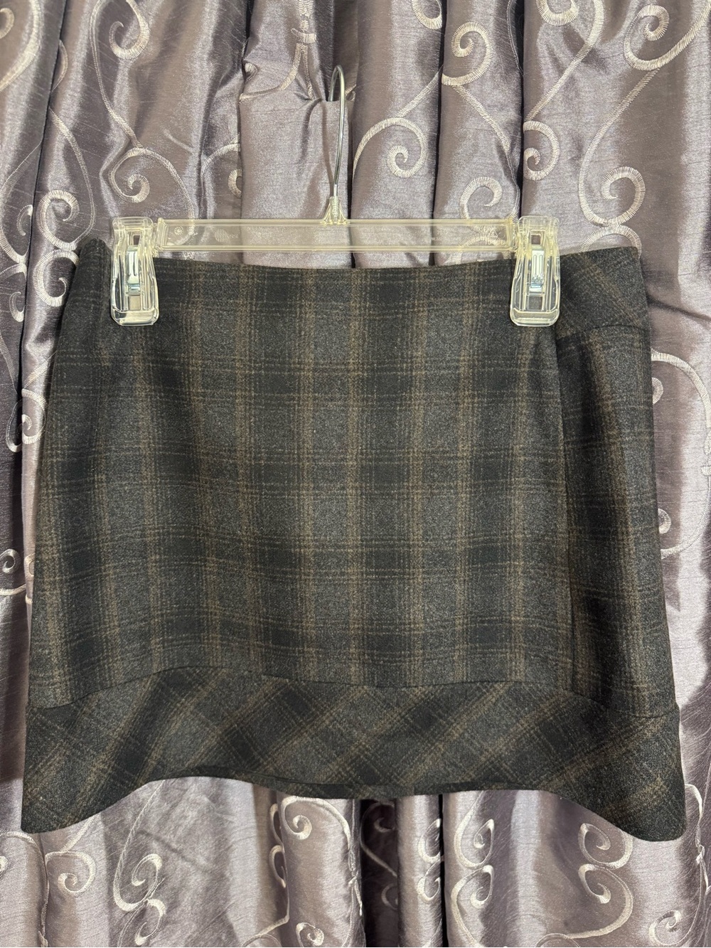 Willi Smith Brown and Black Plaid Mini Skirt